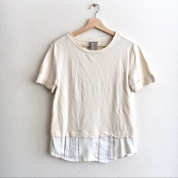 Anthro Dolan Top Layered Sweatshirt Short Sleeves - Picture 2 of 8